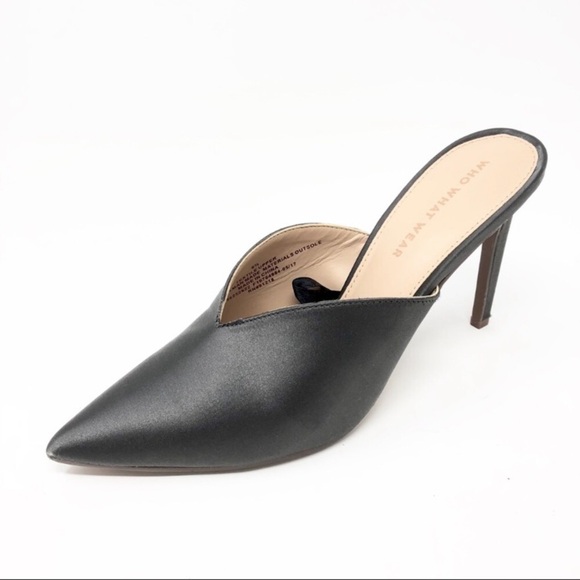 WHO WHAT WEAR Satin V Heels in Graphite - Picture 6 of 15